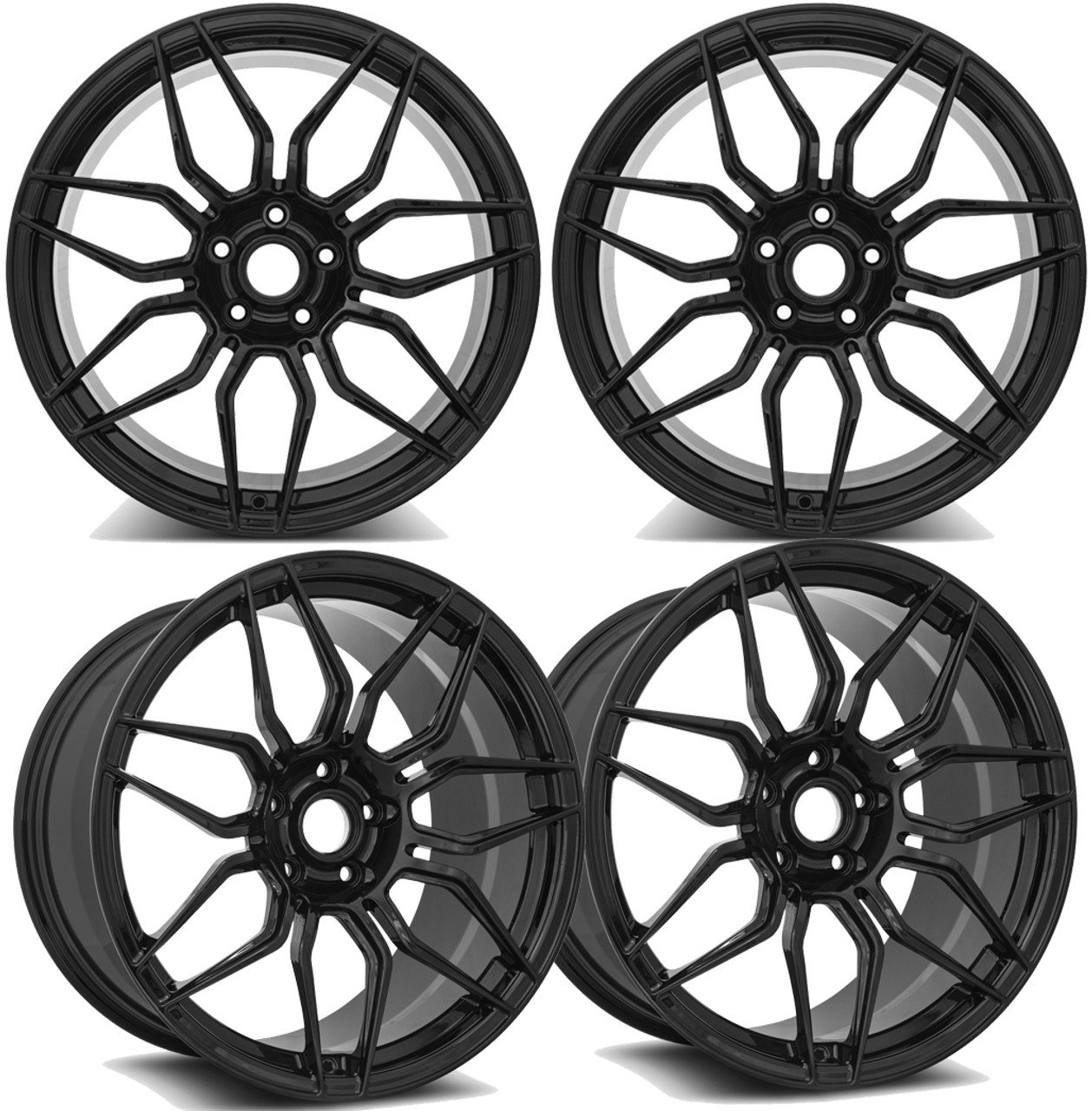 20-23+ C8 Corvette F024 19x8.5" & 20x11" Forged Wheels Front & Rear Gloss Black