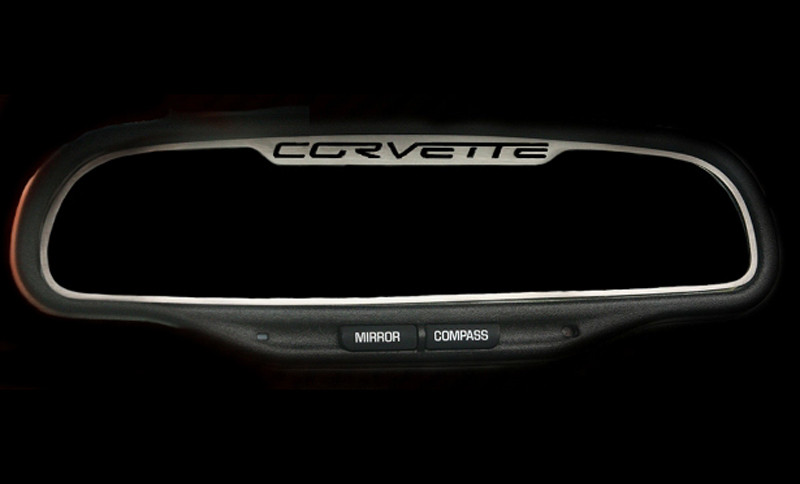 Corvette Rear View Mirror Trim - Corvette Script 2005-2013 C6 Auto-Dim Mirror