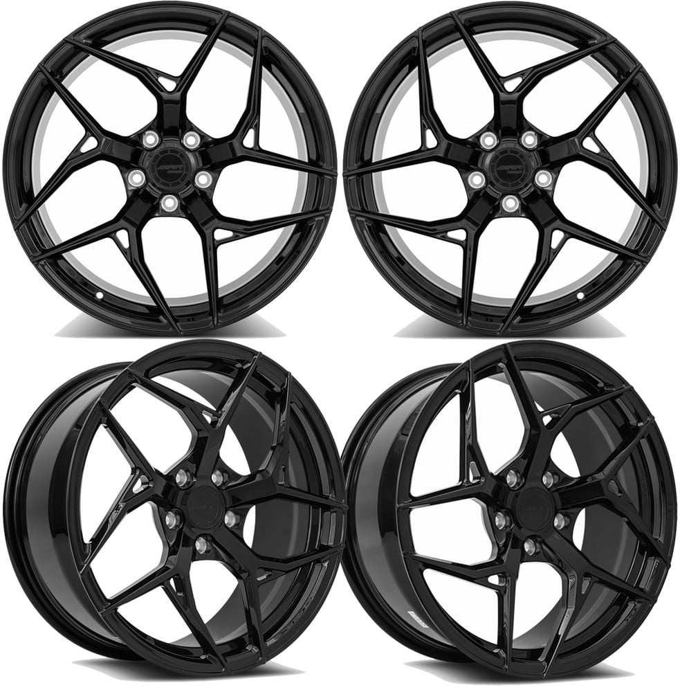 20-25+ C8 Corvette F10 19x8.5" & 20x11" Forged Wheels Front & RearGloss Black ,