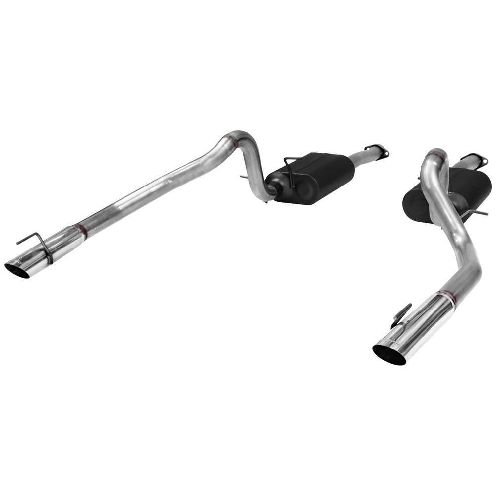 Flowmaster Exhaust System, American Thunder, Cat-Back, 2-1/2" Tailpipe, 3" Tips, Stainless, Natural, Ford Mustang 1999-20