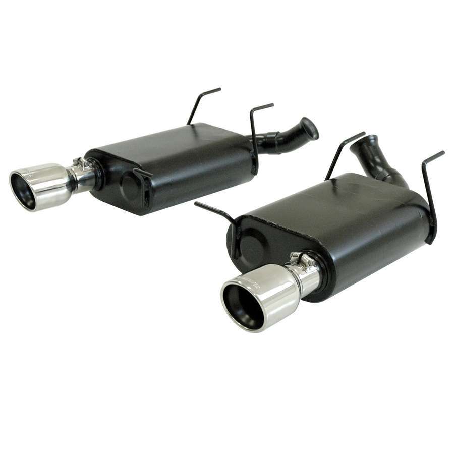 Flowmaster Exhaust System, American Thunder, Axle-Back, 2-1/2" Tailpipe, 4" Tips, Stainless, Black, Ford Mustang 2011-13,