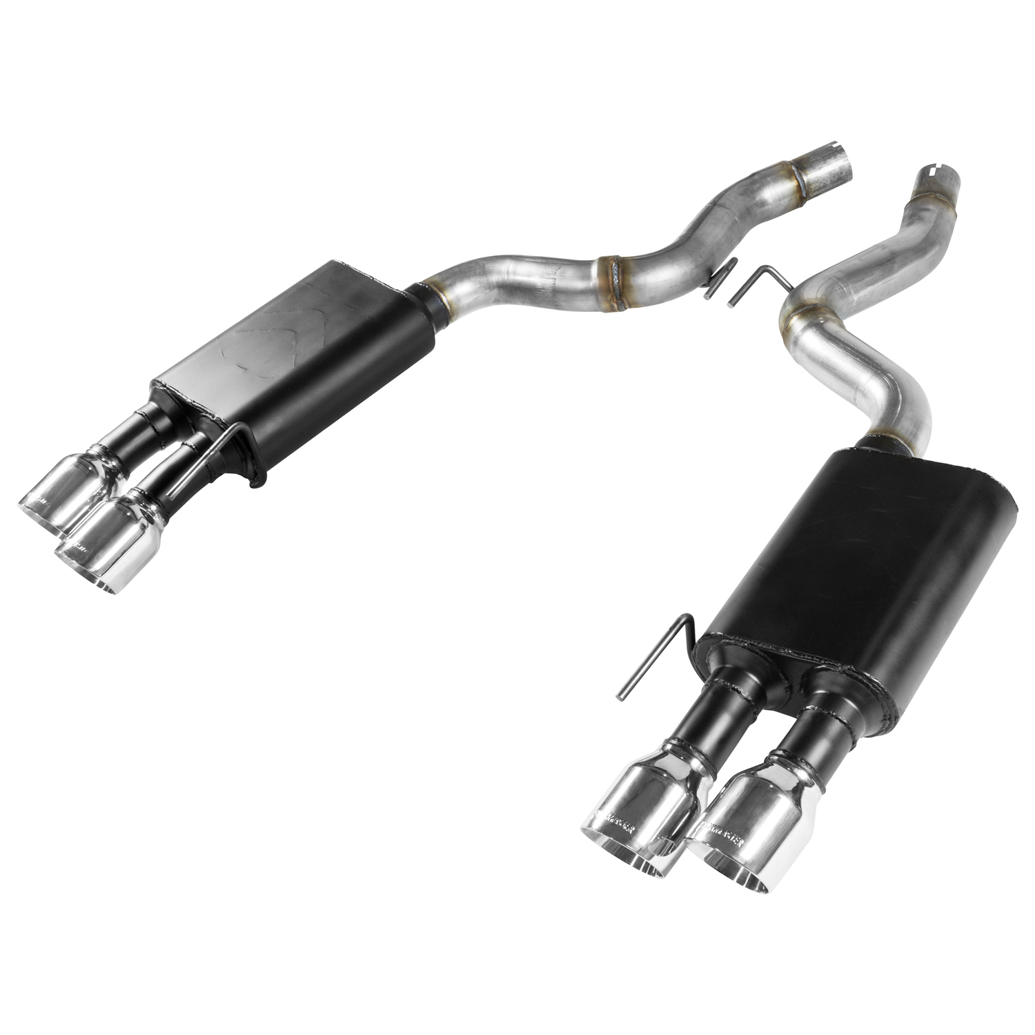 Flowmaster Exhaust System, American Thunder, Axle-Back, 3" Tailpipe, 4" Tips, Stainless, Black/Natural, Coyote, Ford Must