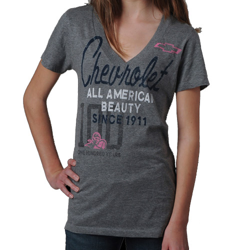 100th Anniversary Chevrolet Ladies All American Beauty V-Neck Tee
