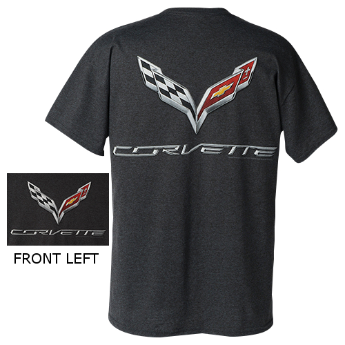 C7 Corvette Stingray C7 Flag emblem with Flags Short Sleeve T-Shirt