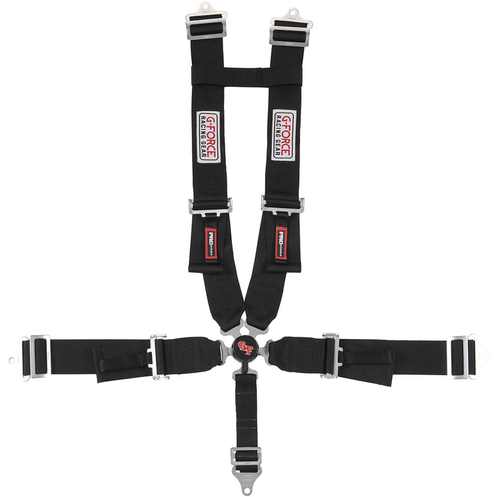 G-FORCE 5pt Harness Set Black Camlock Pull-Down Lap