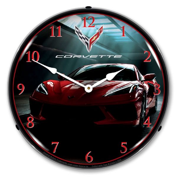 C8 Corvette American Icon LED Wall Clock 14"