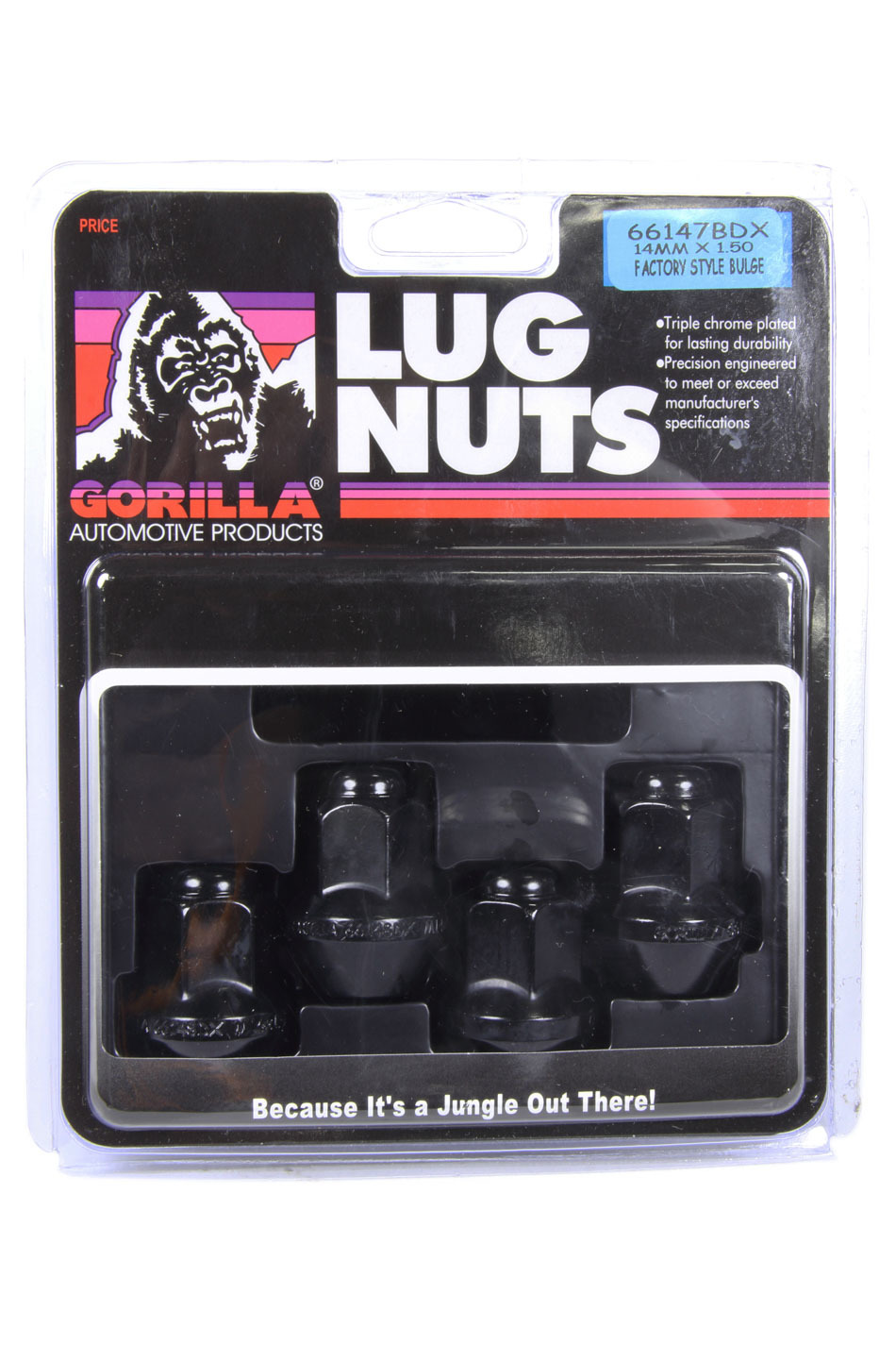 GORILLA 66147BDX 4 Lugnuts 14mm x 1.50 Black Chrome