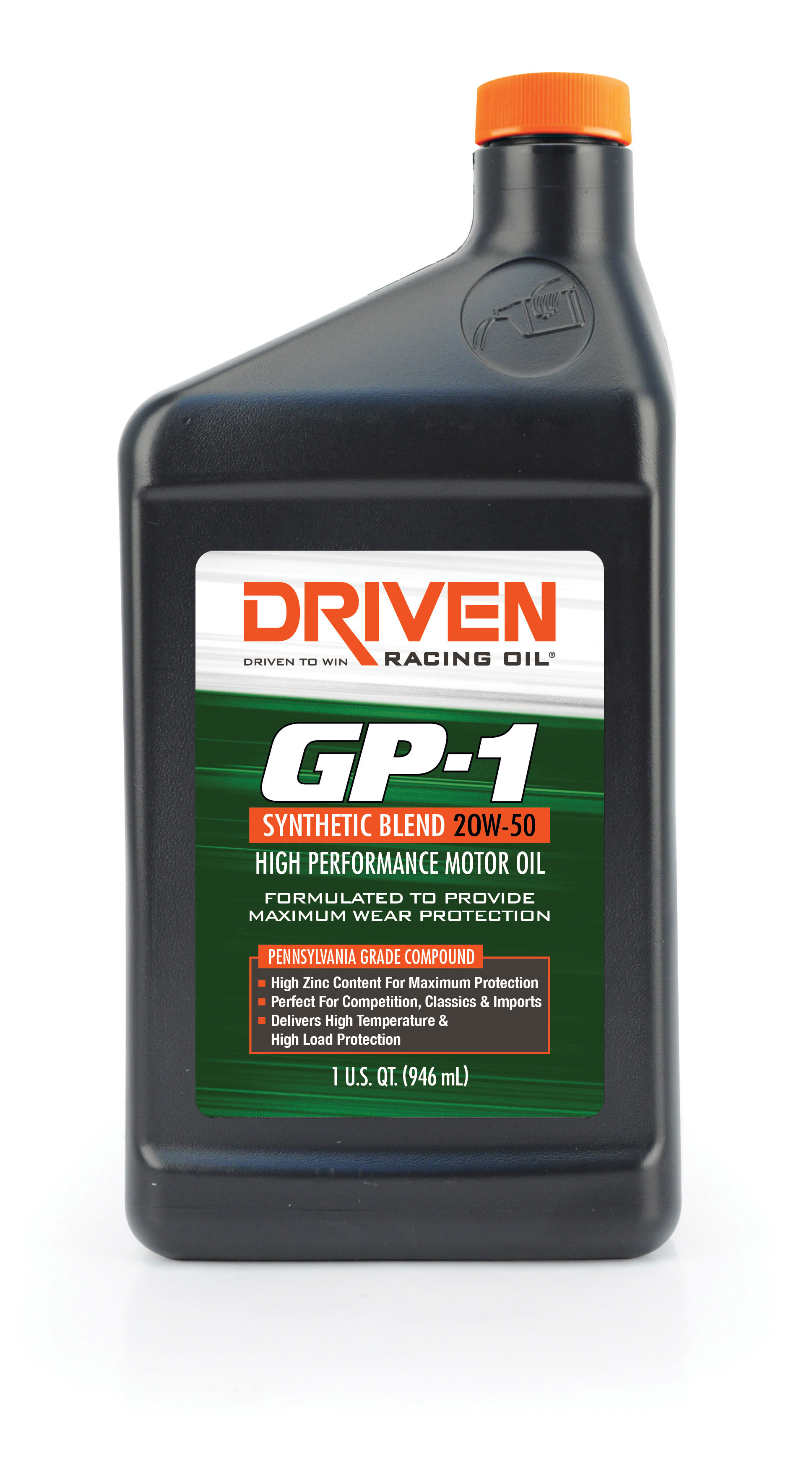 Driven Oil GP1 20W-50 Synthetic Blend Racing Oil - 1 Quart Bottle JGP19506