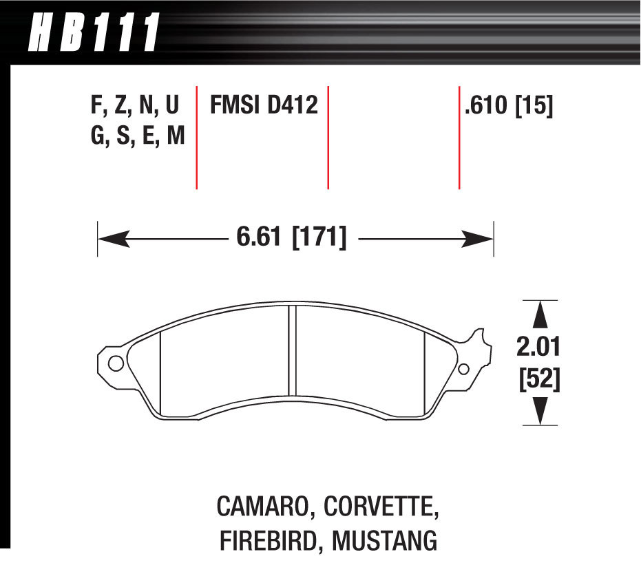 HAWK BRAKE Performance Street Brake Pads (4) HB111F610