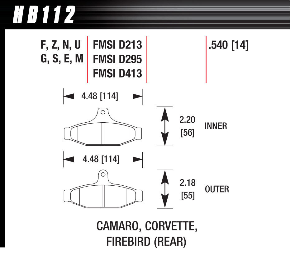 HAWK BRAKE Performance Street Brake Pads (4) HB112F540