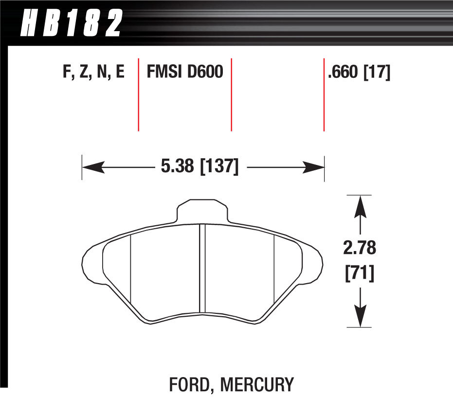 HAWK BRAKE Performance Street Brake Pads (4) HB182F660