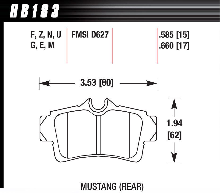 Hawk Brake Pads HB183F660 Performance Street Mustang