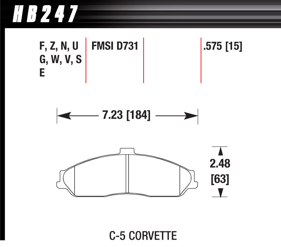 HAWK BRAKE Performance Street Brake Pads (4) HB247F575