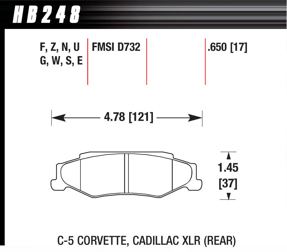 HAWK BRAKE Performance Street Brake Pads (4) HB248F650