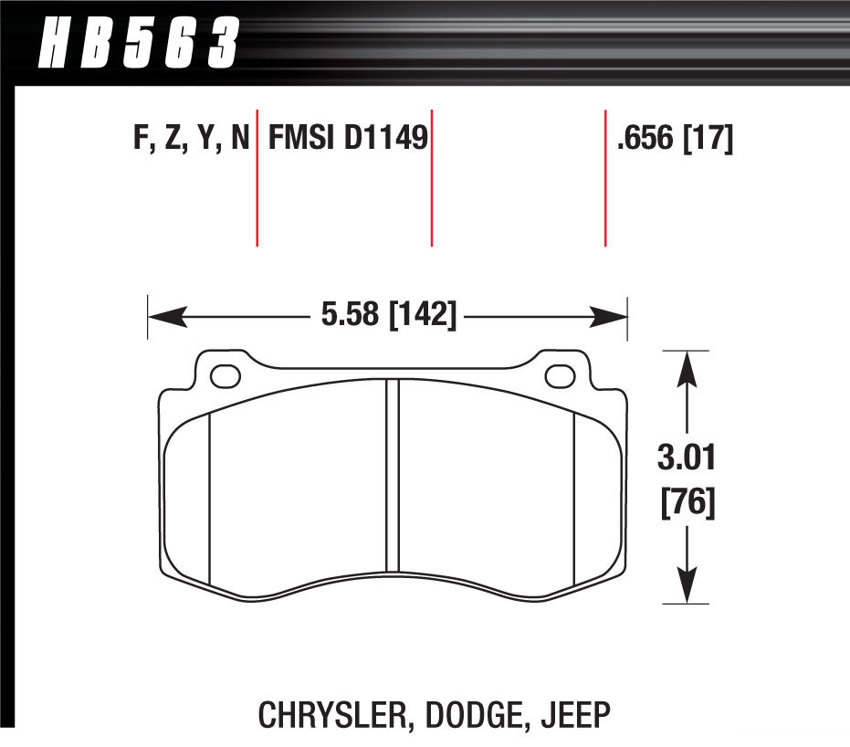 HAWK BRAKE Performance Street Brake Pads (4) HB563F656