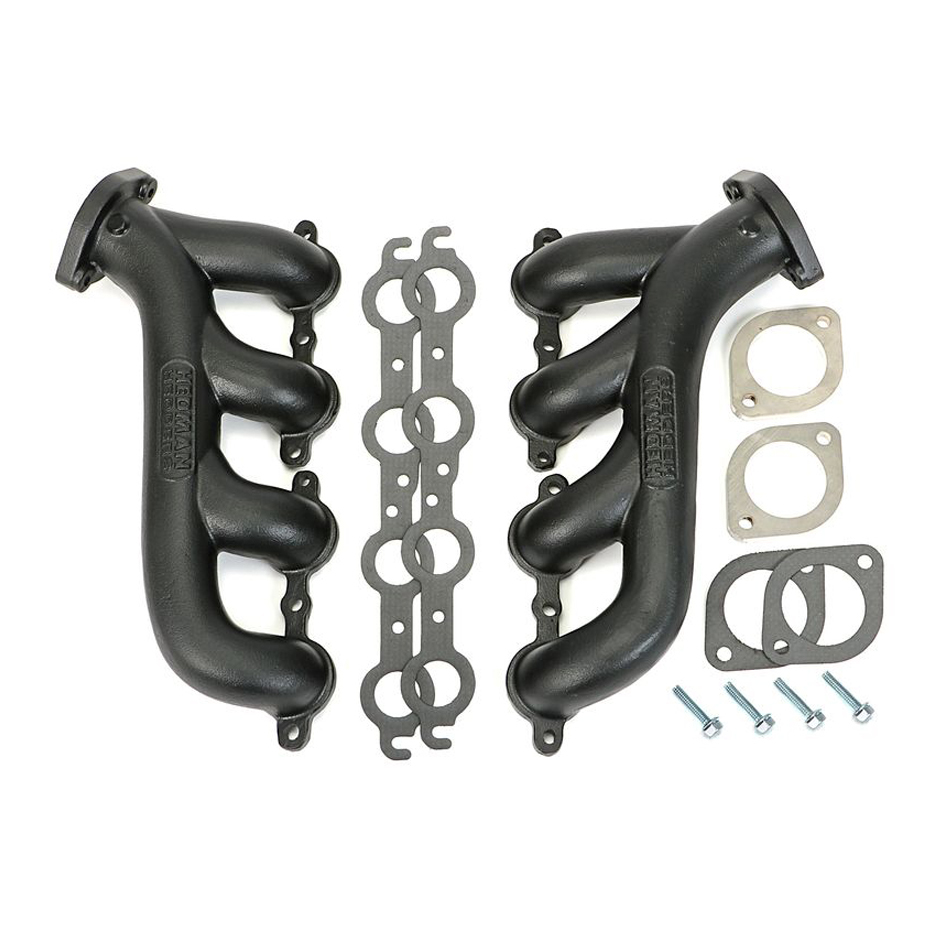 HEDMAN Exhaust Manifold, Cast Steel, Black Ceramic, GM LS-Series, Pair