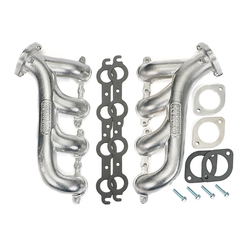 HEDMAN Exhaust Manifold, Cast Steel, Silver Ceramic, GM LS-Series, Pair