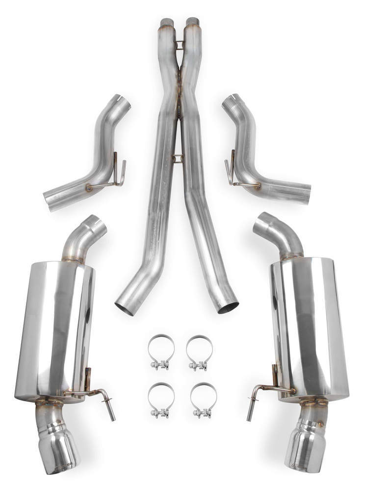 Hooker Exhaust System, Blackheart, Cat-Back, 3" Dia. 4" Tips, Stainless, Polished, V8, Ford Mustang 2015-17, Kit