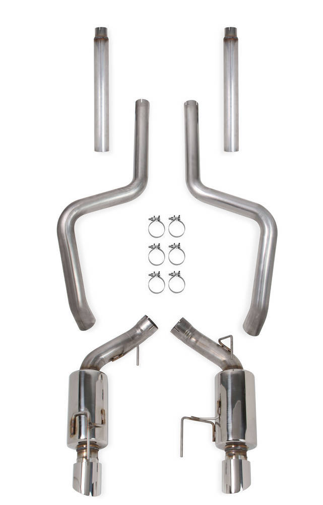 Hooker Exhaust System, Blackheart, Cat Back, 3" Dia. 4" Tips, Stainless, Natural/Polished, GT, Ford Mustang 2005-09,