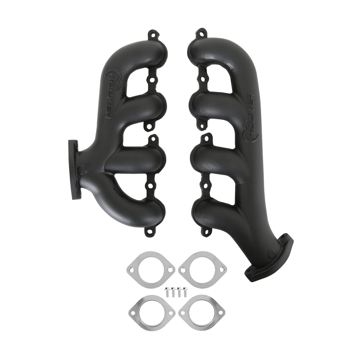 Hooker Black Ceramic Coated Exhaust Manifold - Small Block Chevy Exit - Pair