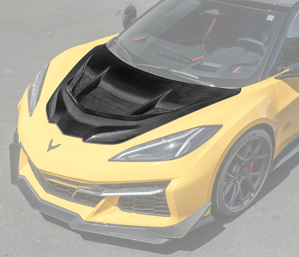 20-26+ C8 Corvette ZR1 Style Carbon Fiber Hood (Top Side Carbon Fiber Only) - EO