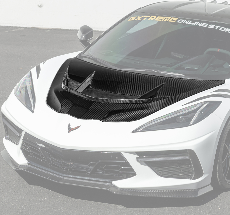 20-26+ C8 Corvette ZR1 Style Carbon Fiber Hood (Double Sided Carbon Fiber) - EOS