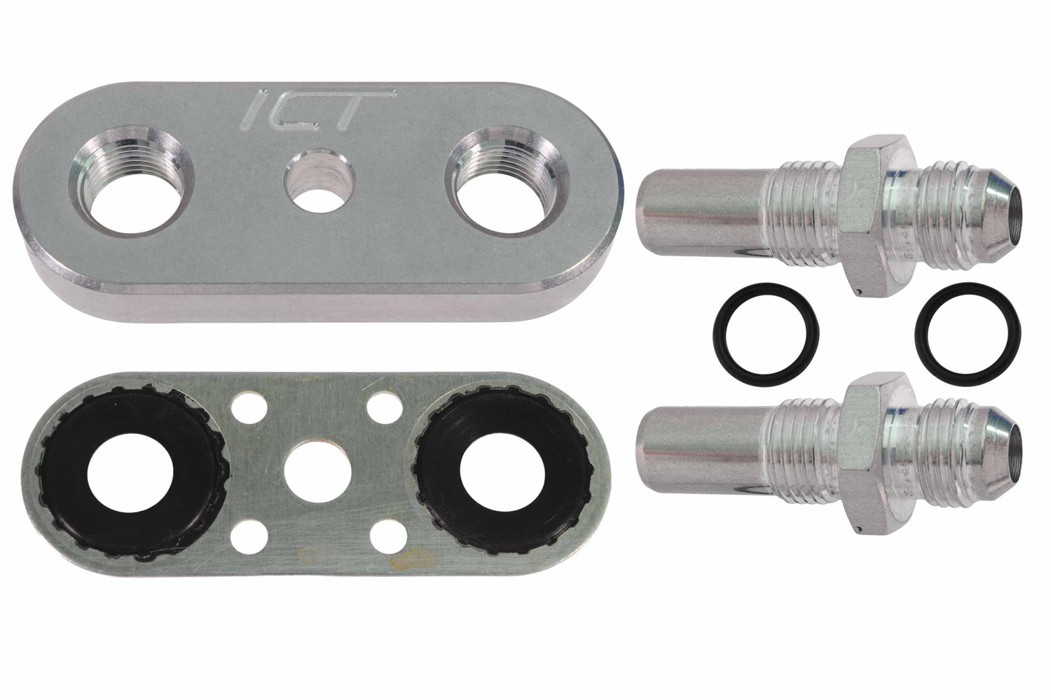 ICT BILLET Fitting, Transmission Cooler, Straight, 6 AN Male, Aluminum, Natural,
