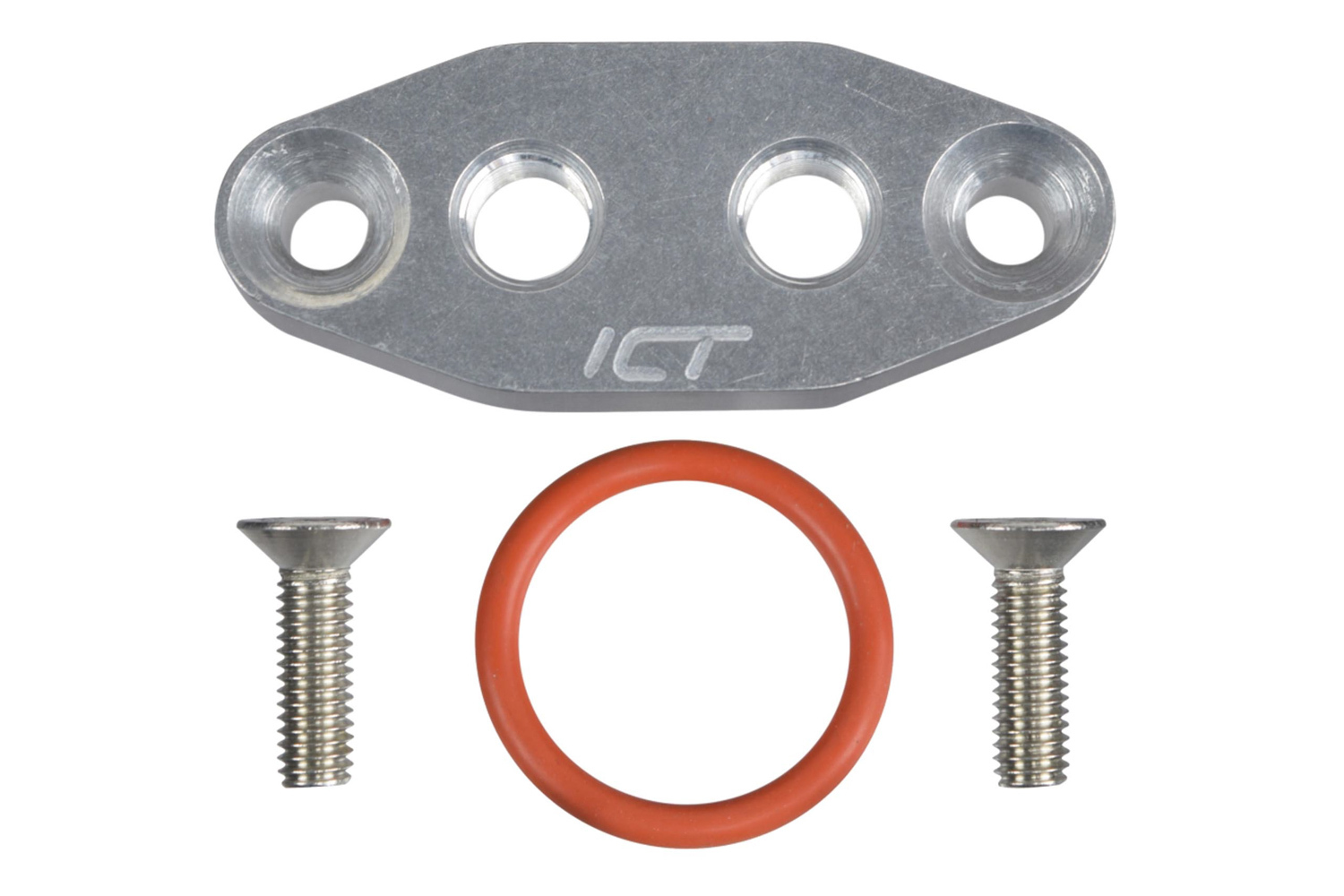 ICT BILLET Turbo Oil Feed Flange, 1/8 in NPT Female Ports, Aluminum, Natural, GM