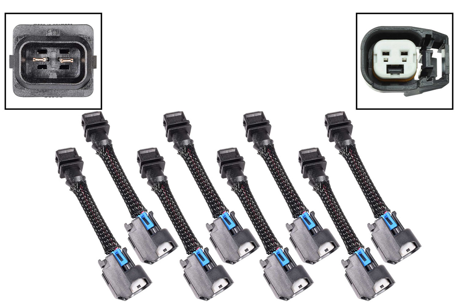 ICT BILLET Fuel Injector Harness Adapter, EV1 to USCAR EV6, Set of 8