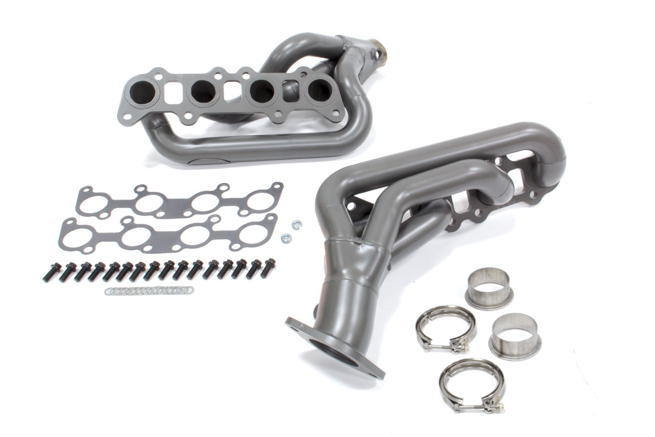 JBA Headers Headers, Shorty, 1-3/4" Primary, Stock Collector Flange, Stainless, Titanium Metallic Ceramic, Ford Coyote, Fo