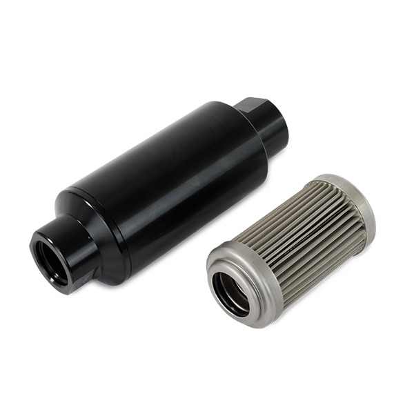 100 Micron Stainless Steel Fuel Filter with Black Aluminum Housing