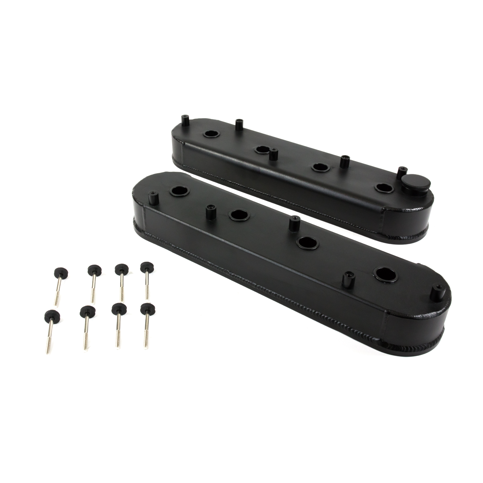 GM LSX V8 (4.8L-7.0L) Black Fabricated Aluminum Valve Covers with Coil Bracket Mounts