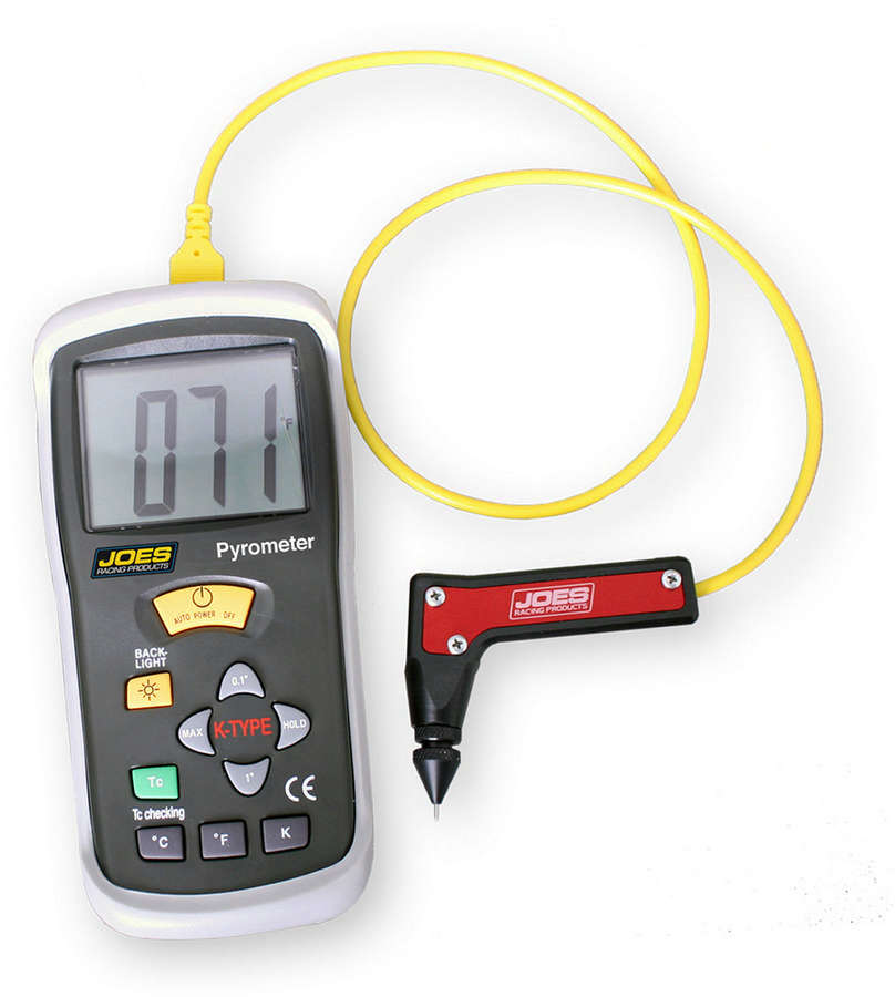 Pyrometer, Deluxe Racing, Straight Cord Adjustable Tire Probe, Degrees Fahrenheit / Celsius, Carrying Case Included, Kit