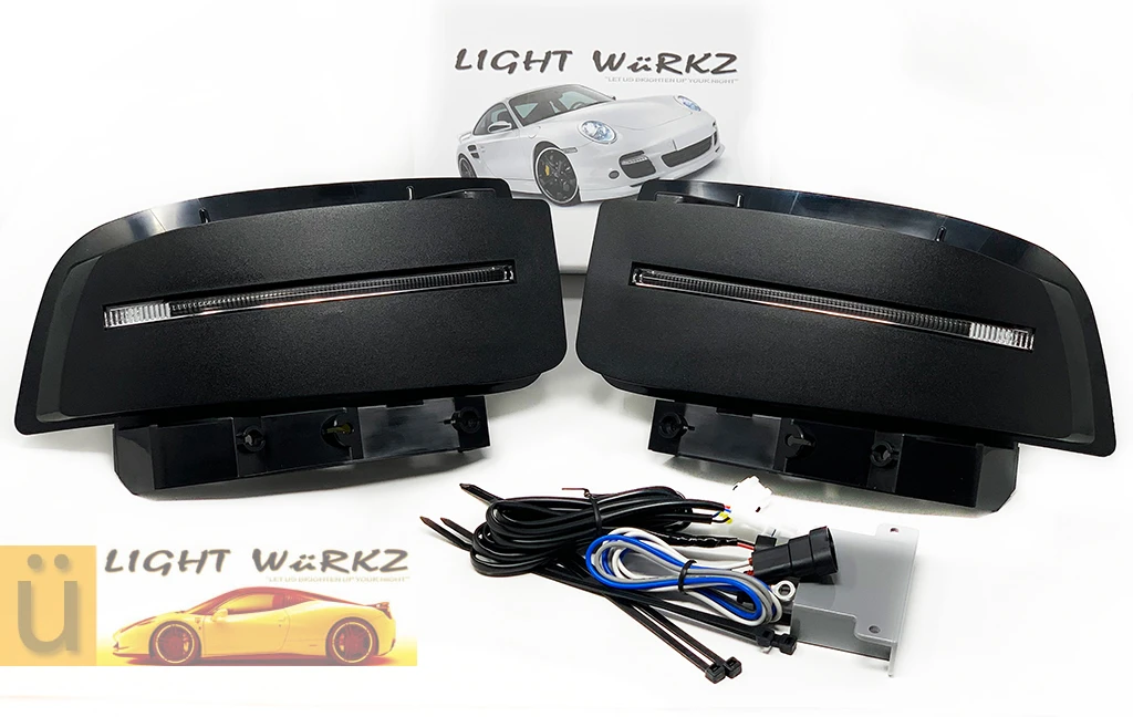 Corvette C6 LED DRL Fog light Replacement Lamps, Bar Style with Chrome Finish,  Pair with Wiring Harness