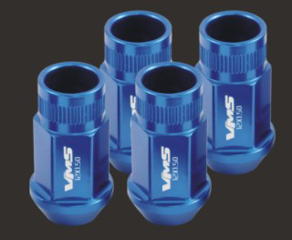 VMS Racing Lug Nut Set, Open Thread, Anodized Blue 20 Pieces 12X1.5MM, Corvette and Others