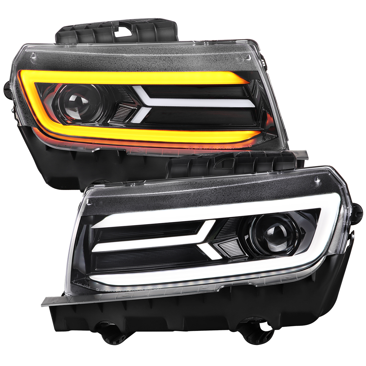 Chevrolet Camaro 14-15 Chevy Camaro Led Lt Bar Proj H.L Full Glossy Black Housing Clear Lens