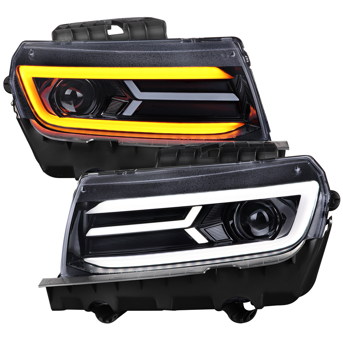 Chevrolet Camaro 14-15 Chevy Camaro Led Lt Bar Proj H.L Full Glossy Black Housing Smoke Lens