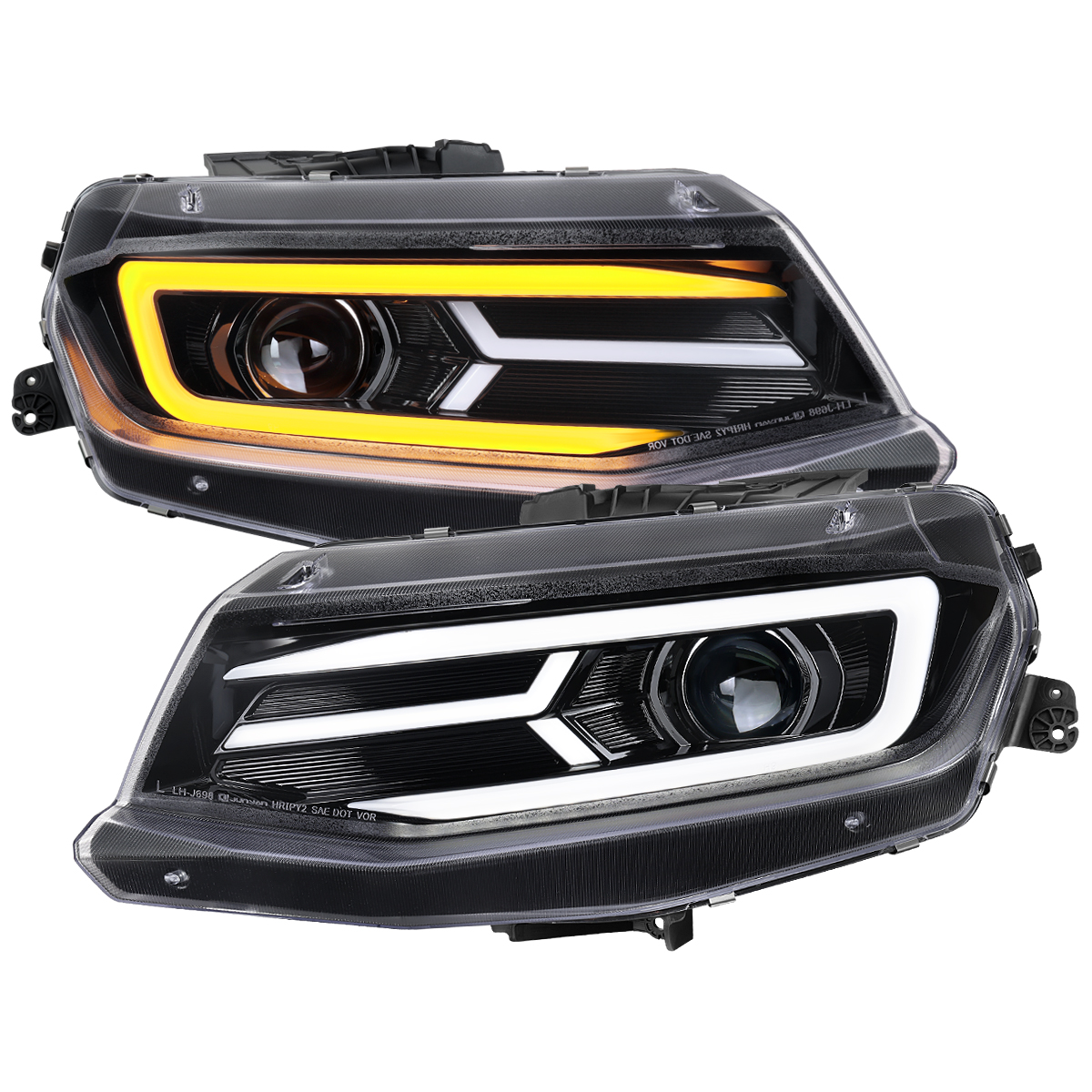 Chevrolet Camaro 16-18 Chev Camaro Drl Led Lt Bar Proj Hl Full Glossy Black Housing Clear Lens