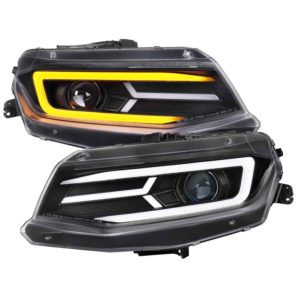 Chevrolet Camaro 16-18 Chev Camaro Drl Led Lt Bar Proj Hl Full Black Housing Clear Lens