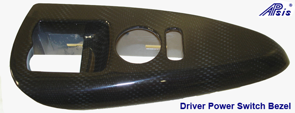 Driver Power Window Bezel, Real Black Carbon C6 Corvette, 2005-2008