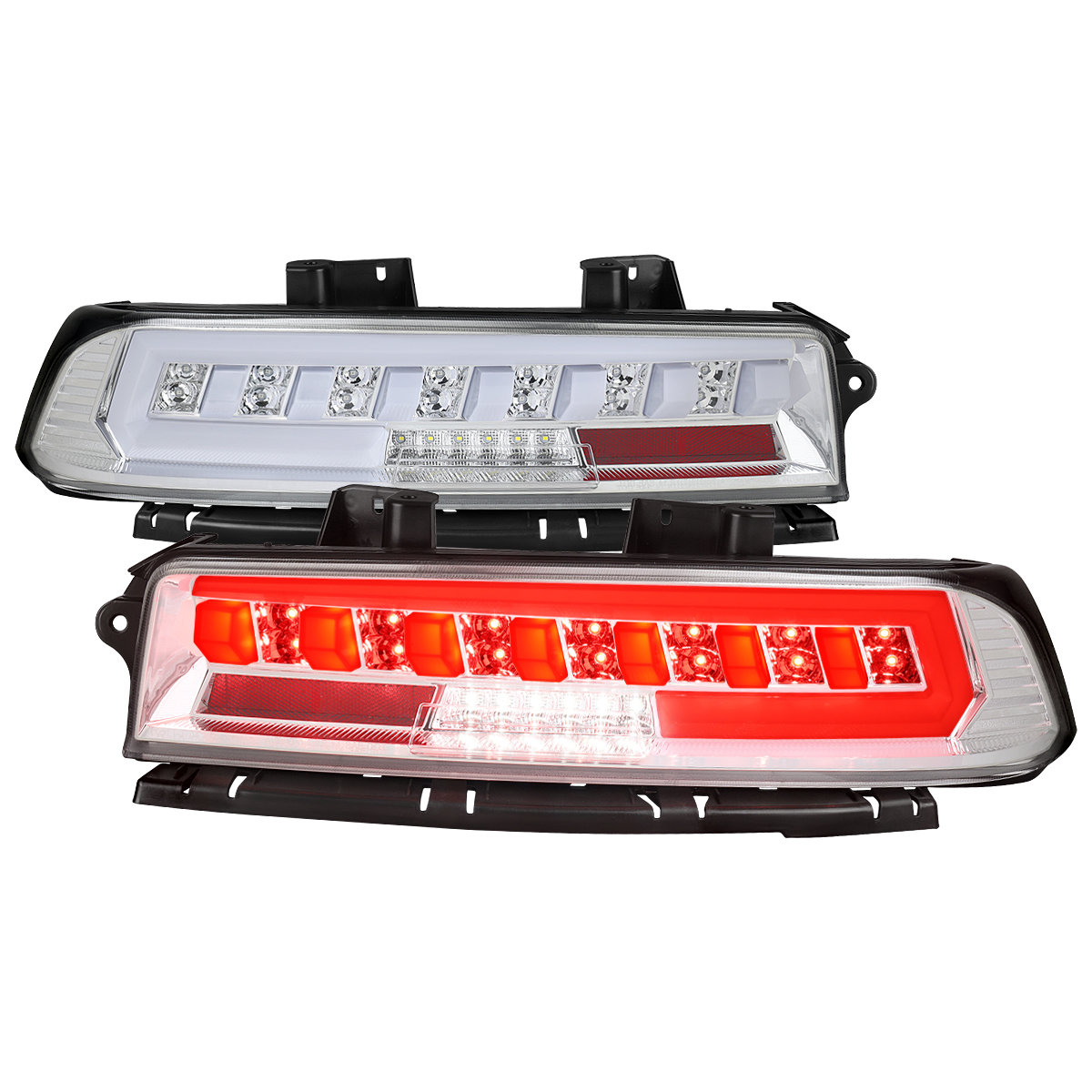 14-15 Chevrolet Camaro Full Led Tail Light Sequential Signal Chrome Housing Clear Lens