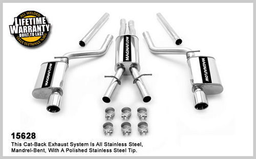 Magnaflow Exhaust System, Performance, Cat-Back, 2-1/2" Dia. 4" Tips, Stainless, Natural, Mopar Gen III Hemi, Mopar LX-B