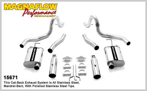 Magnaflow Exhaust System, Street Series, Cat-Back, 2-1/2" Dia. 3-1/2" Tips, Stainless, Natural, Ford Modular, Ford Musta