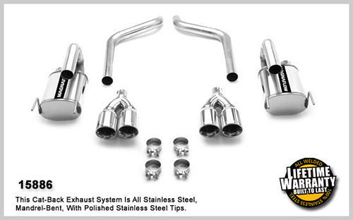 Magnaflow Exhaust System, Street Series, Axle-Back, 2-1/2" Dia. 4" Tips, Stainless, Natural, GM LS-Series, Chevy Corvett