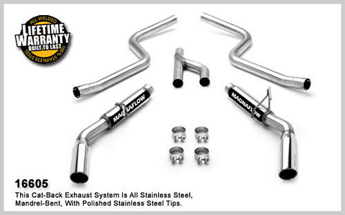 Magnaflow Exhaust System, Competition Series, Cat-Back, 2-1/2" Dia. 3-1/2" Tips, Stainless, Natural, Ford Modular, Ford
