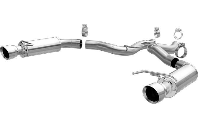 Exhaust System, Competition, Axle-Back, 3" Dia. 4-1/2" Tips, Stainless, Polished, Ford Coyote, Ford Mustang 2015-16, Kit