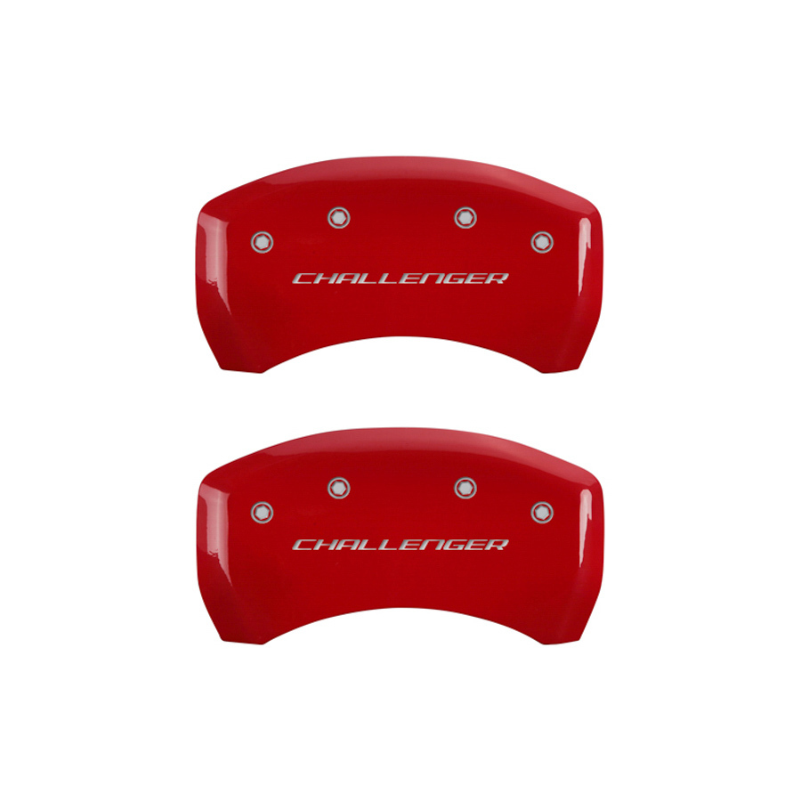 MGP Brake Caliper Cover, Challenger Logo Front, RT Logo Rear, Aluminum, Red, Mopar LC-Body 2011-13, Set of 4