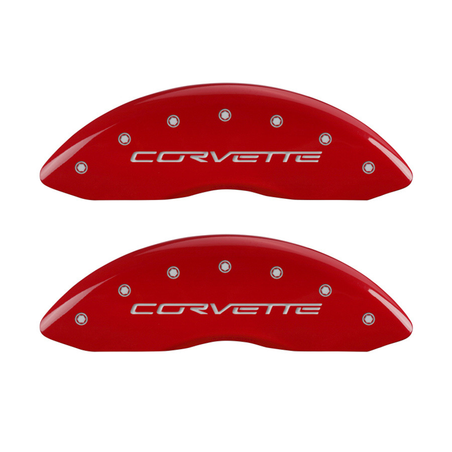 MGP Brake Caliper Cover, Corvette Logo, Aluminum, Red, ZO6, Chevy Corvette 2008-13, Set of 4