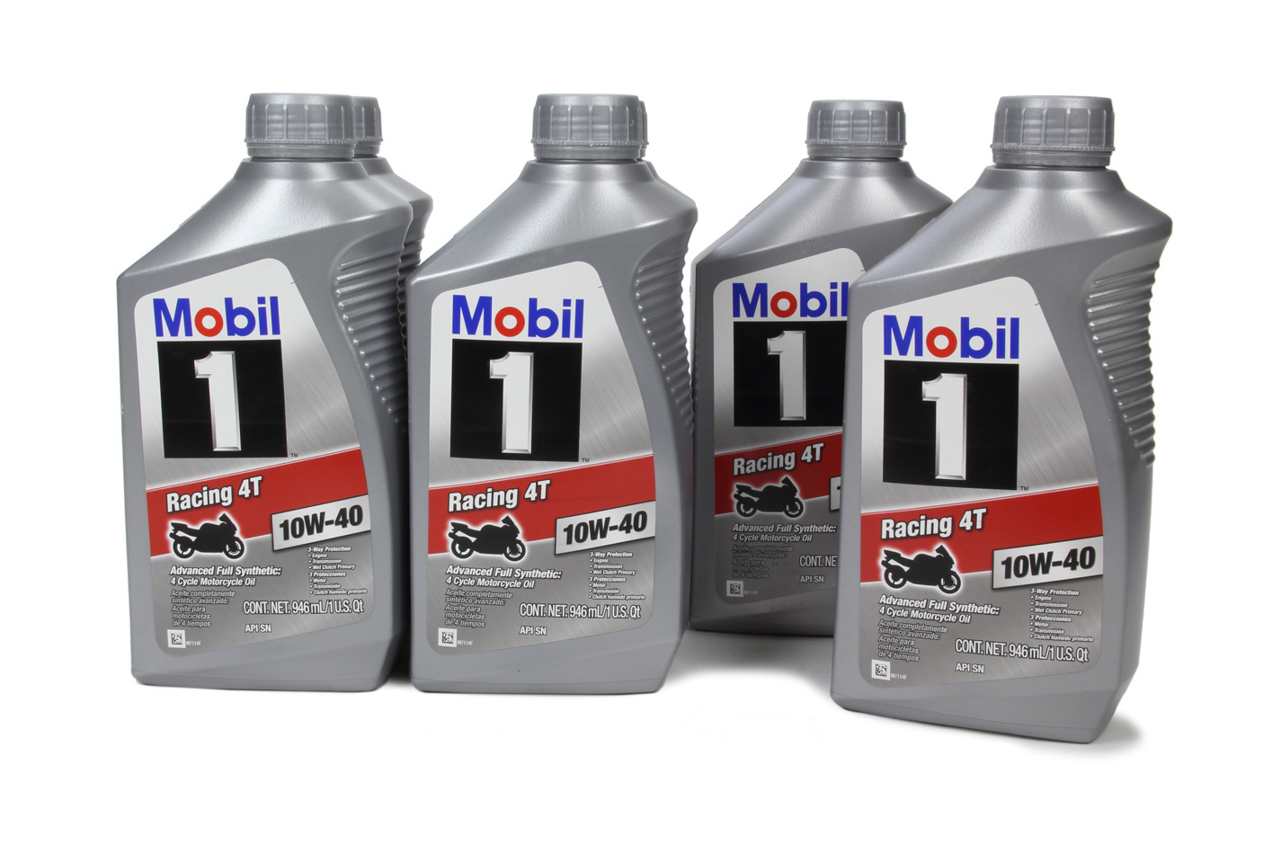 MOBIL 1 Motor Oil Racing 4T 10W40 Synthetic 1 qt Bottle Set of 6