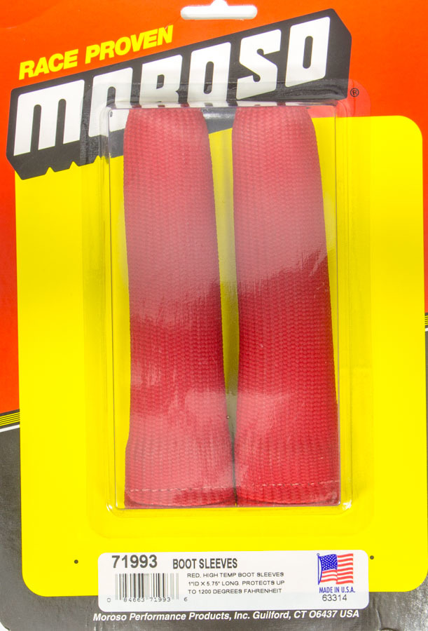 Moroso Spark Plug Boot Sleeve, 1" ID x 5-3/4" Long, High Temperature, Red, Pair